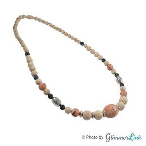 Vintage 80s AVON "Desert Sands" Soft Peach & Cream Marbled Beads Necklace